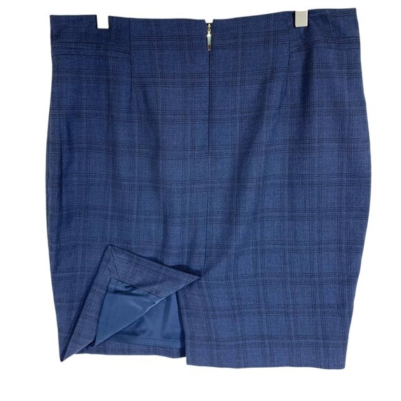 Le Chateau skirt  blue plaid check pattern  straight cut pencil skirt  size12 - Picture 6 of 16